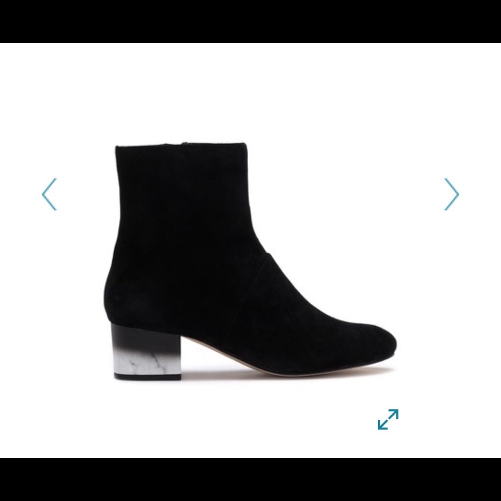 New Chic Halston Heritage Black Marble Pattern Block Heel Bootie - Picture 3 of 5